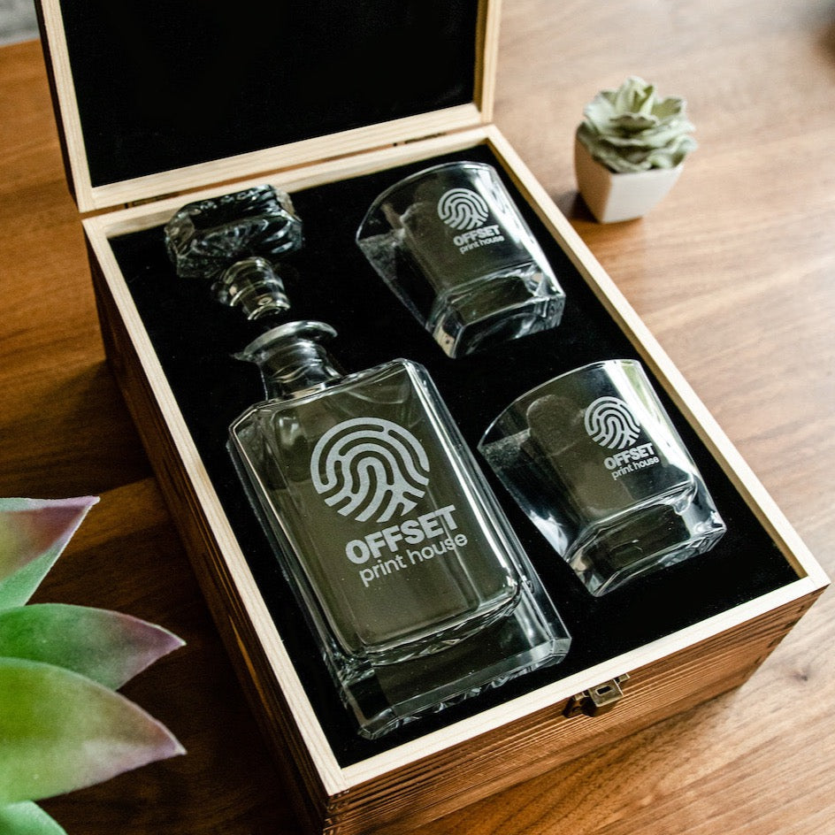 Branded Whiskey Decanter Set with Box