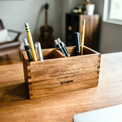 Branded Acacia Desk Organizer