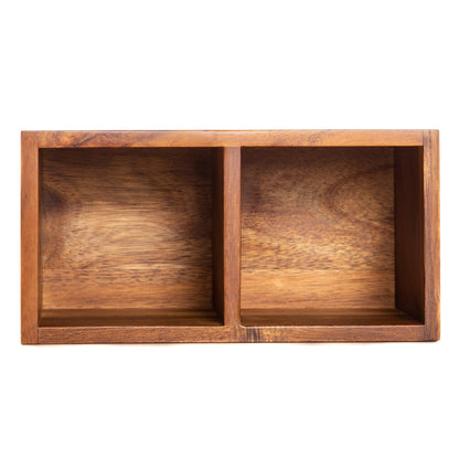 Branded Acacia Desk Organizer - Top View