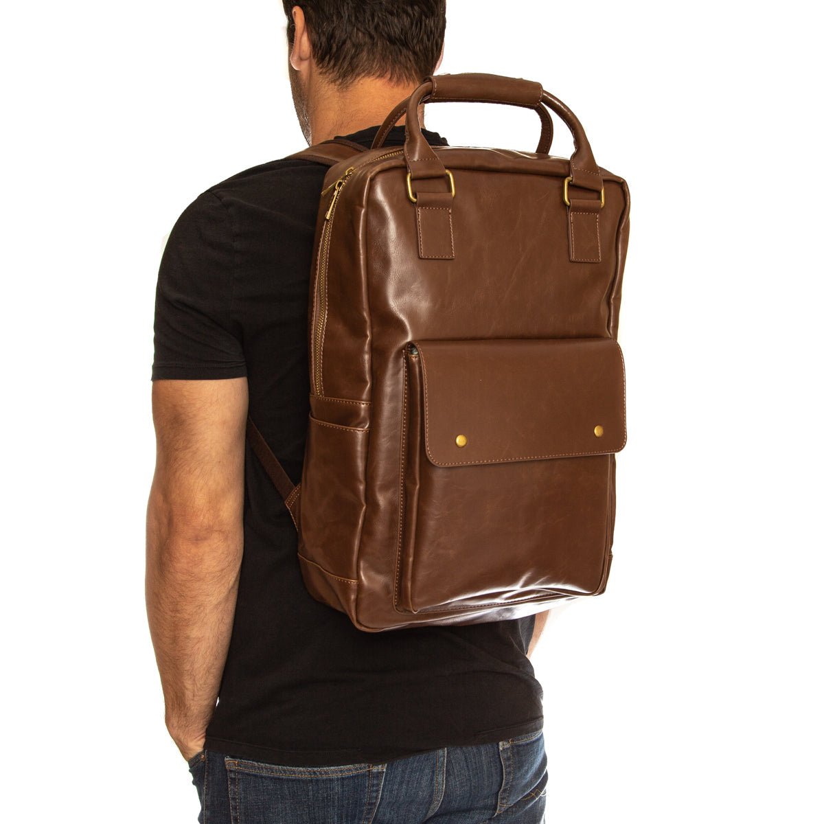 Branded Laptop Backpack on person